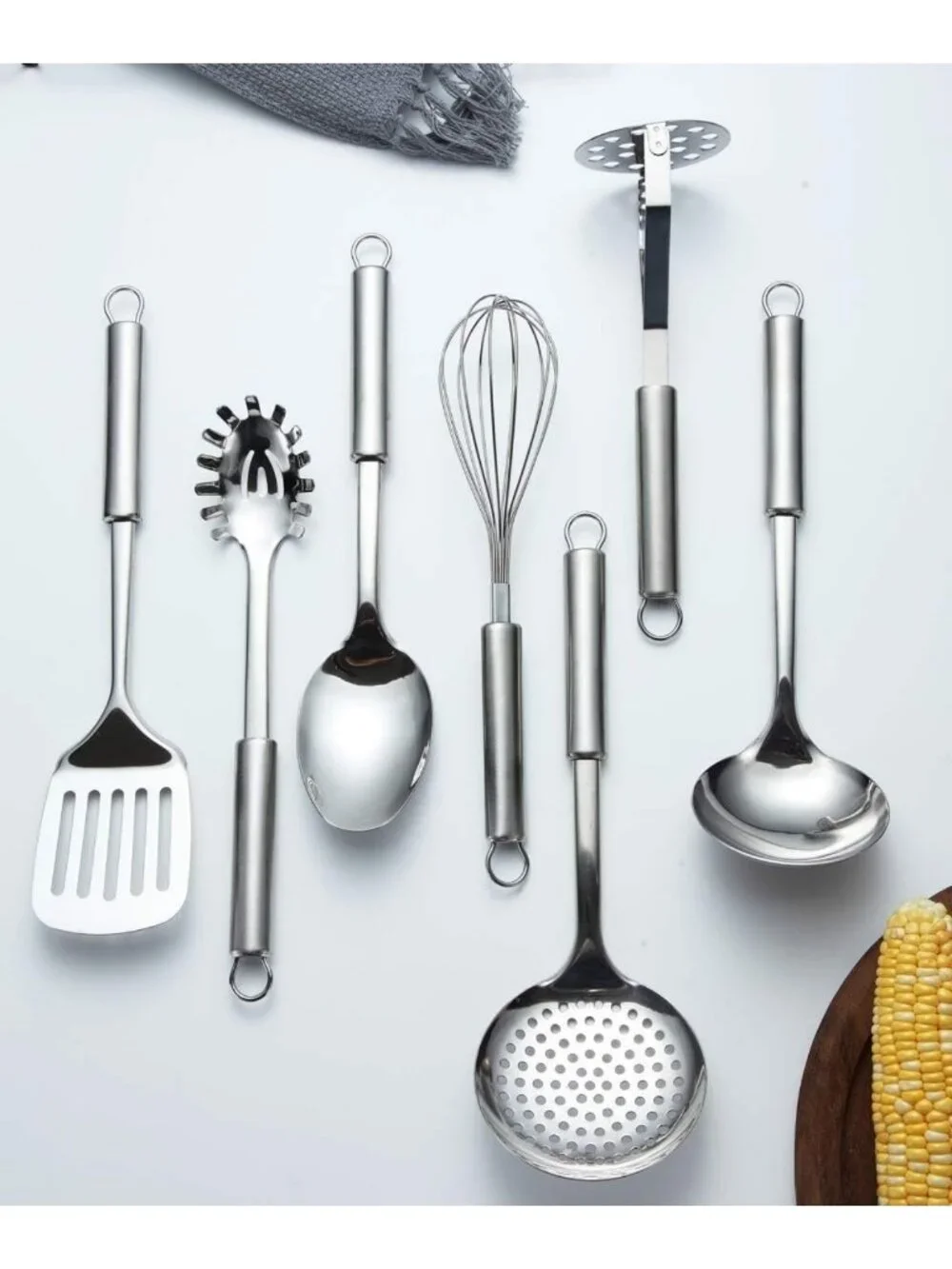 8-Piece Stainless Steel Cooking Utensil Set with Stand, Kitchen Tools